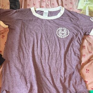 PINK VS Heather Purple Ringer Tee with White Trim Size Medium NWOT